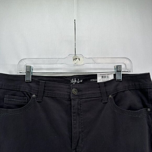 Style & Co Pants Women's 16S Highrise Tummy Control Straight Chino Carbon Gray - Picture 13 of 13